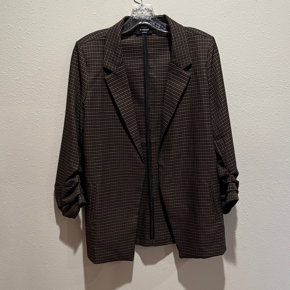 The Workshop Women's Black and  Brown Plaid Jacket
